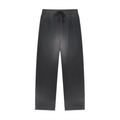 BASIC SUN FADE RAW EDGE STRAIGHT-LEG SWEATPANTS BLACK