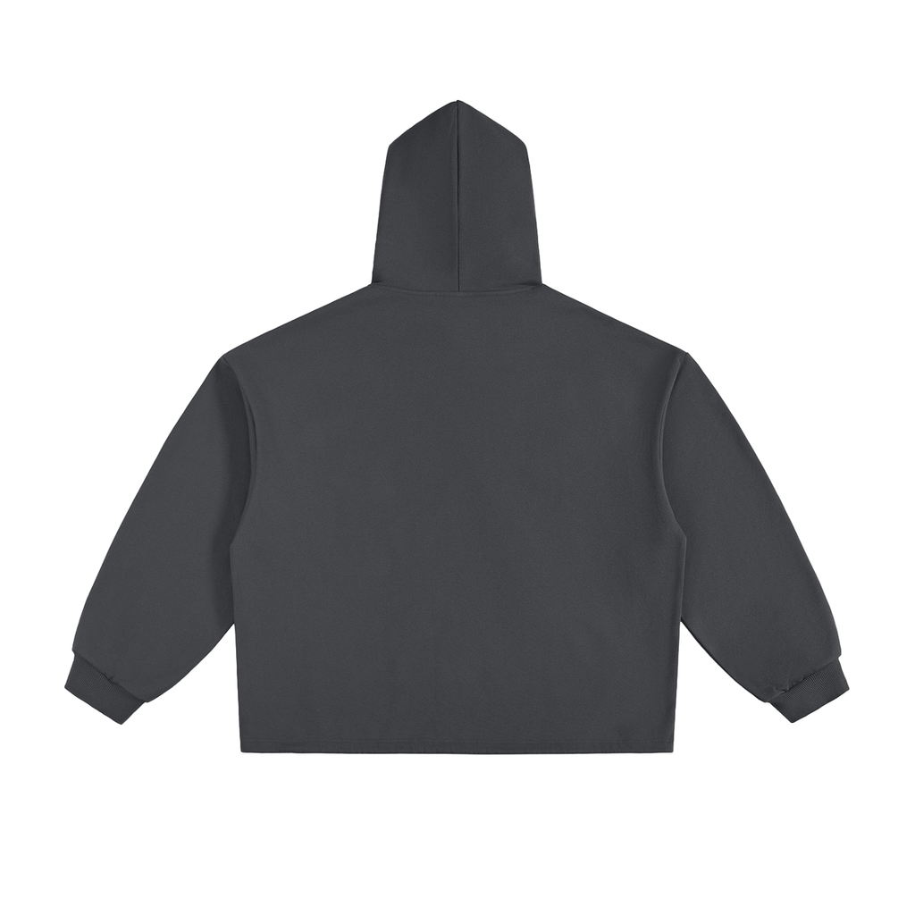 BASIC ESSENTIAL HEAVYWEIGHT OVERSIZED DRAWSTRING HEM HOODIE DARK GREY