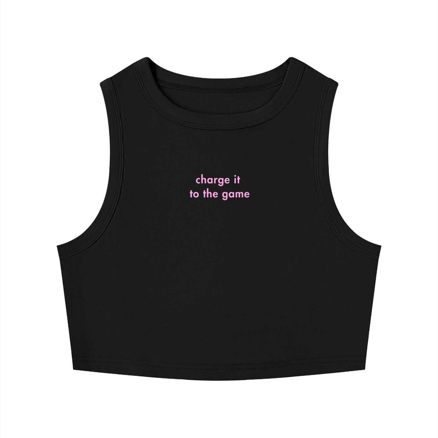 WOMEN'S CREWNECK CROP TOP - CHARGE IT TO THE GAME