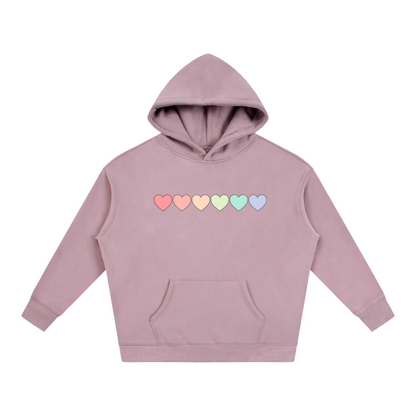 PRIDE OVERSIZED PREMIUM FLEECED HOODIE - PASTEL HEARTS