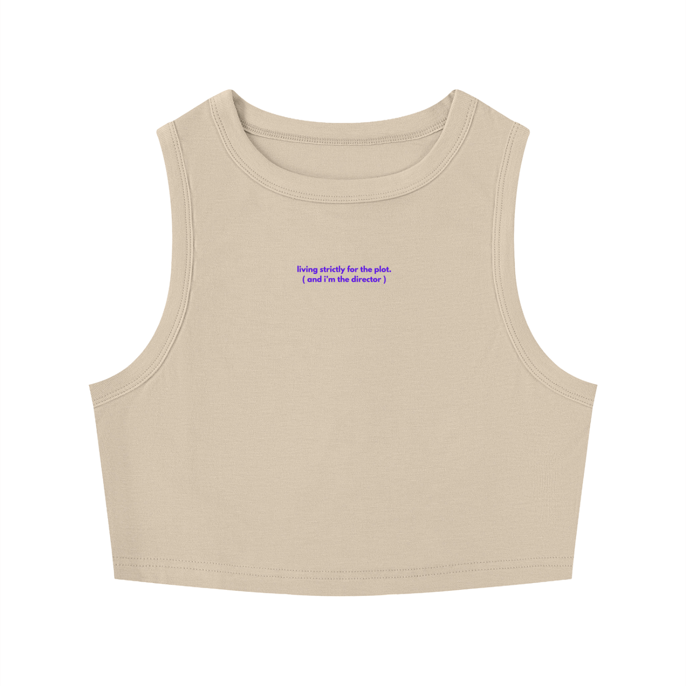 MAIN CHARACTER TIGHT CREWNECK CROP TANK TOP - LIVING STRICTLY FOR THE PLOT