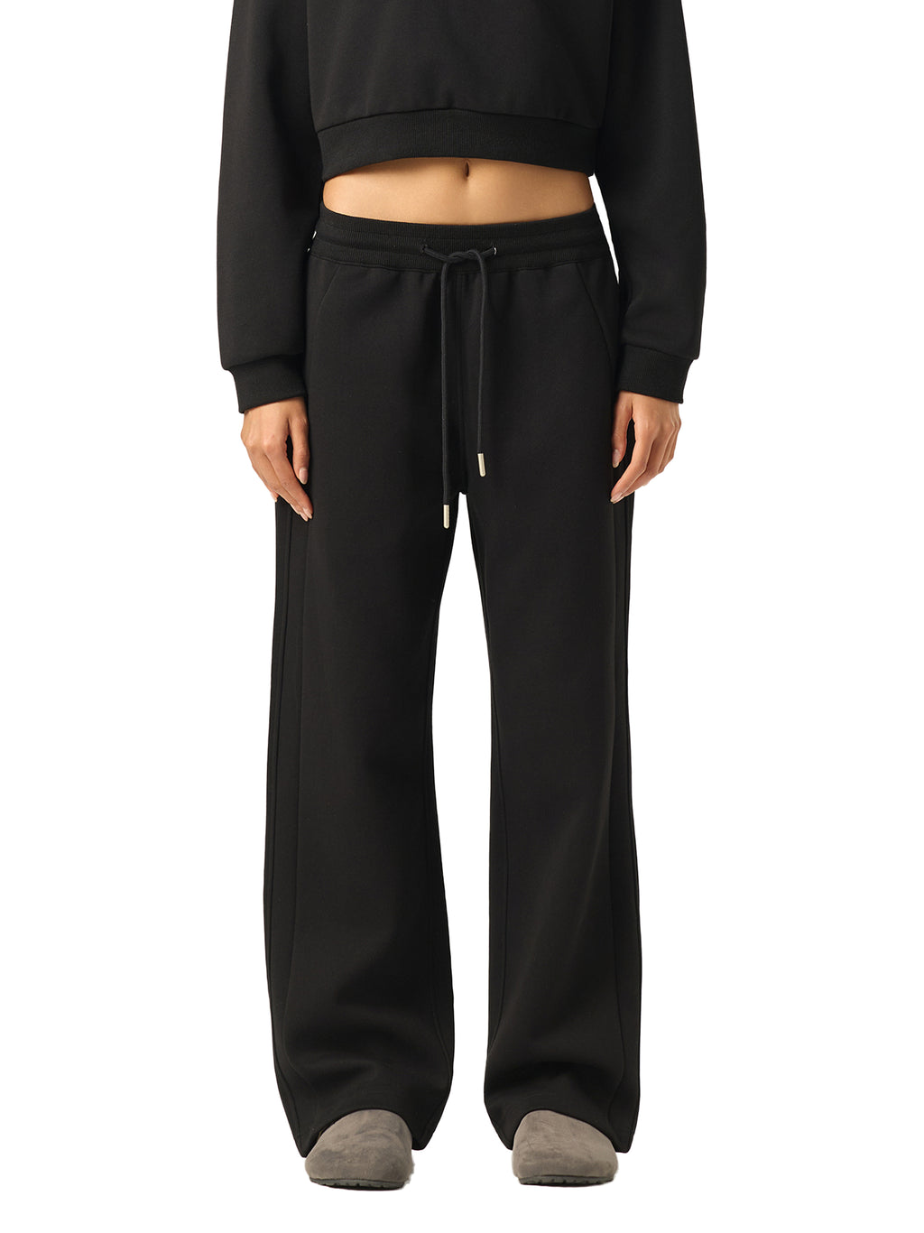 WOMAN ESSENTIAL STRAIGHT-LEG SWEATPANTS  - FLOWER GRAY
