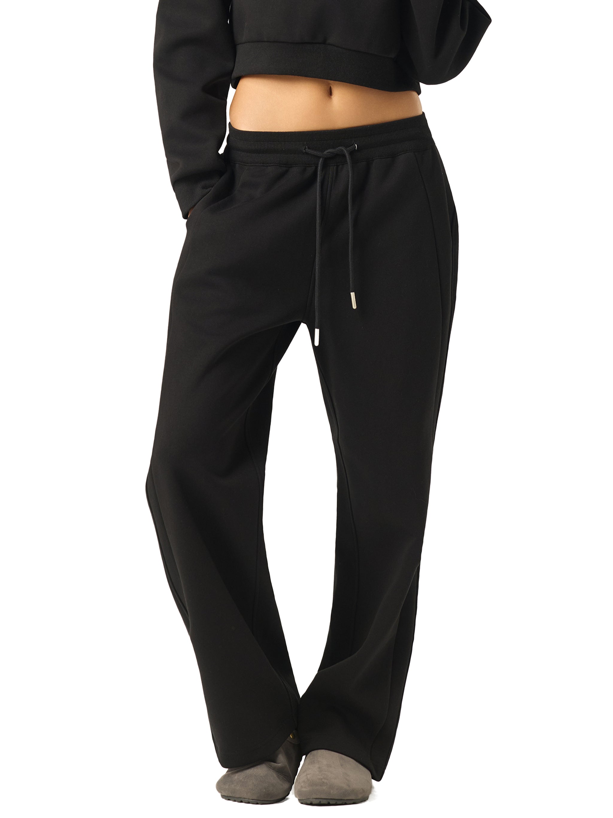 WOMAN ESSENTIAL STRAIGHT-LEG SWEATPANTS  - CHARCOAL GRAY