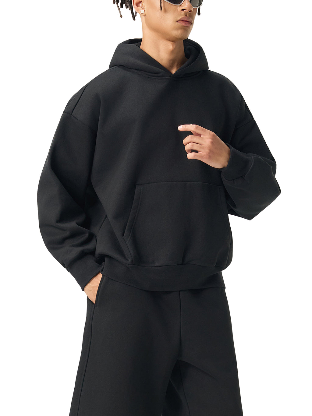 BASIC ESSENTIAL HEAVYWEIGHT FLEECE HOODIE BLACK