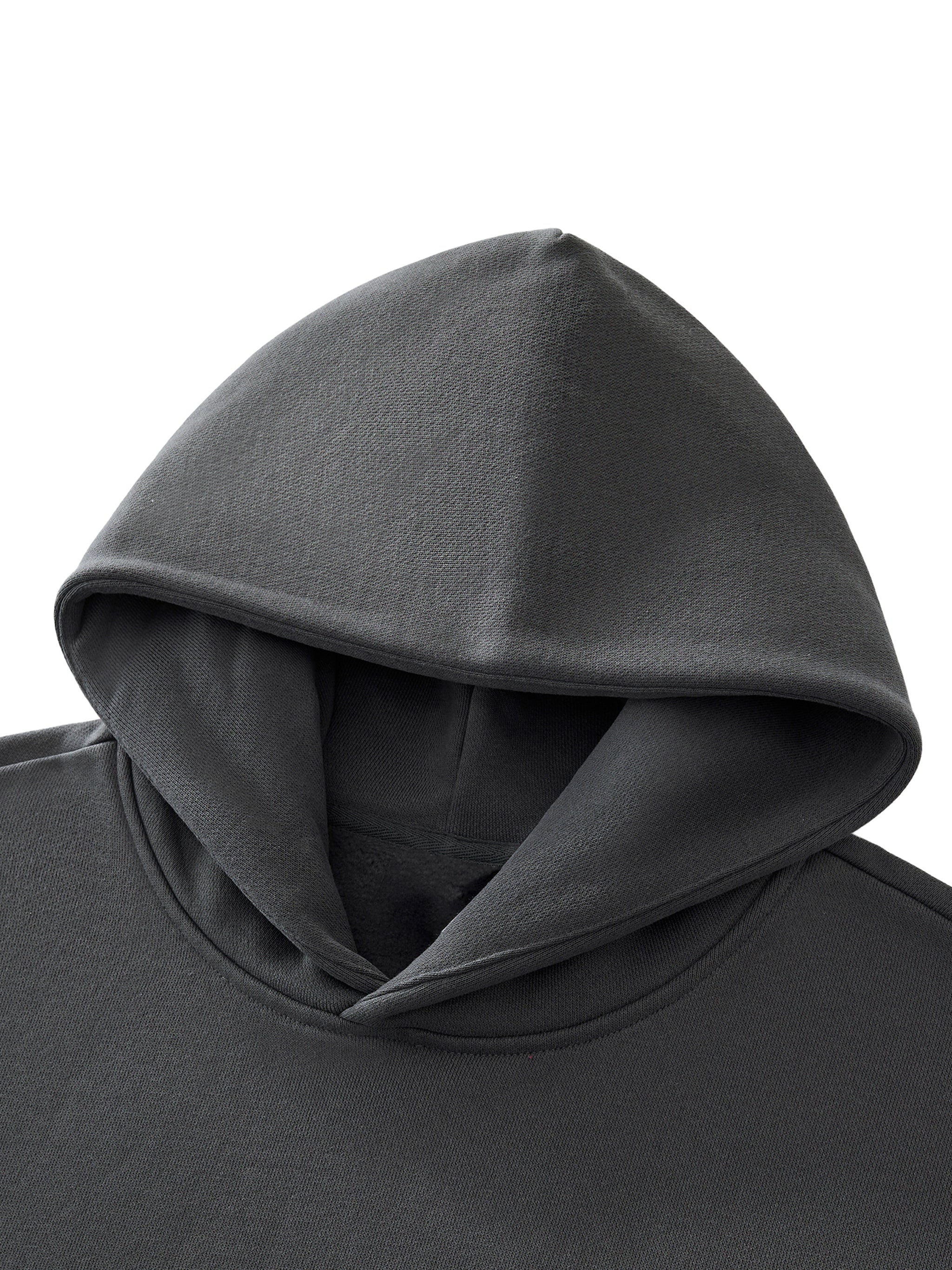 BASIC ESSENTIAL HEAVYWEIGHT FLEECE HOODIE DARK GREY