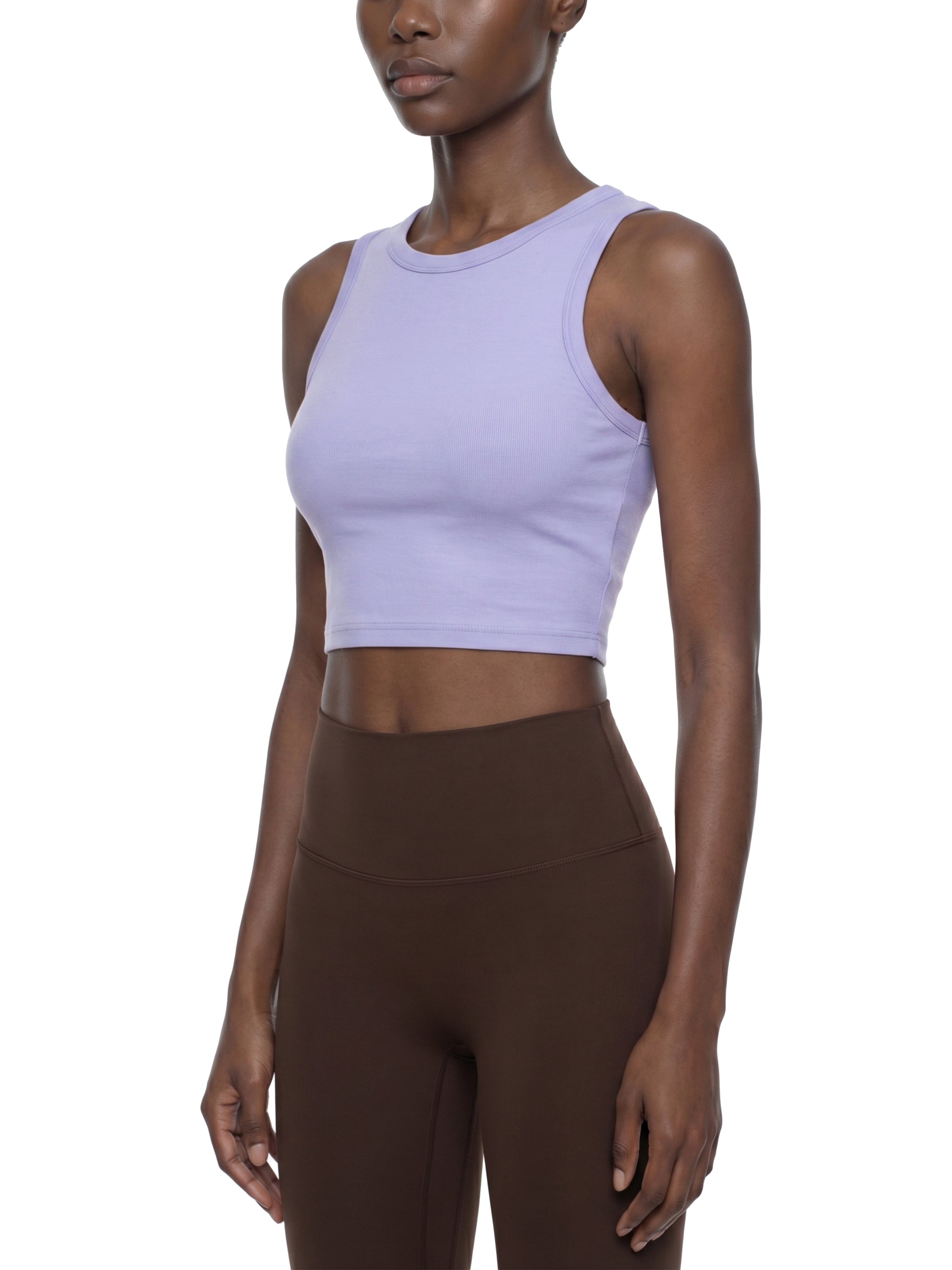 MAIN CHARACTER TIGHT CREWNECK CROP TANK TOP -  CURRENTLY JUSTIFYING MY DELUSIONS